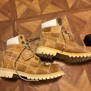 Well loved patchwork Timberland boots vintage